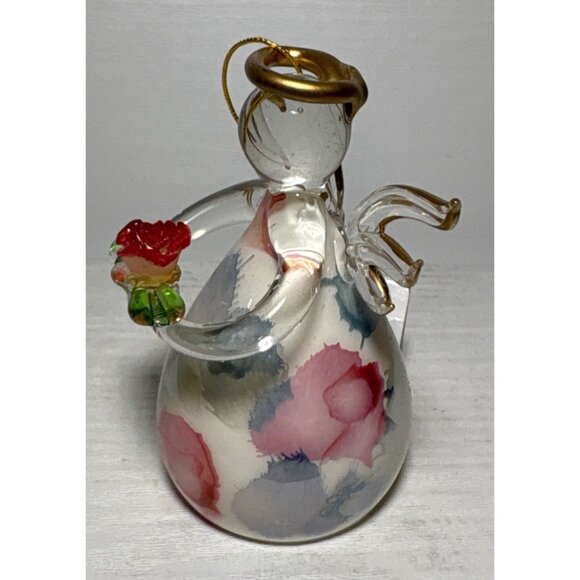 Russ Berrie June Angel Of The Month Rose Handcrafted Glass Figurine With Tag - Picture 7 of 9